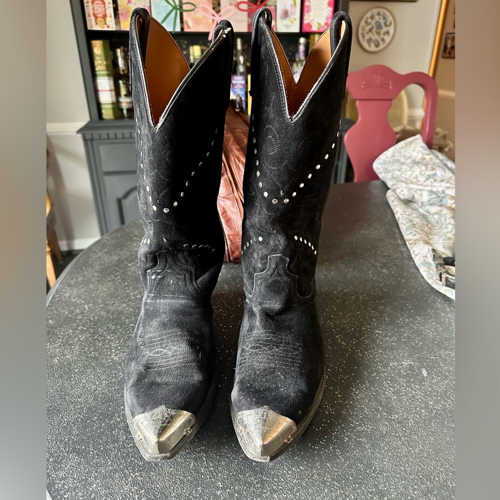 Black suede Western Cowboy Boots men’s size 11D